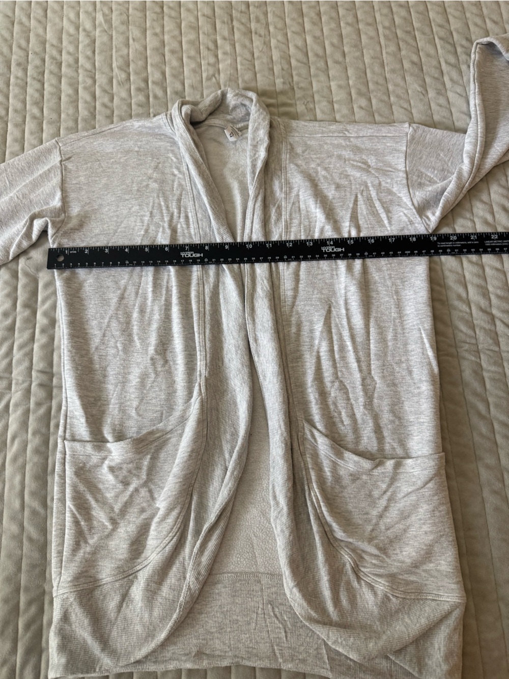 Athleta Girl Gray Open Front Cardigan Modal Pockets Size XL 14 - Picture 4 of 8